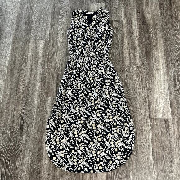 EUC Banjanan Floral Maxi Dress Size Small Black 100% Cotton Sleeveless Layering - Picture 14 of 15